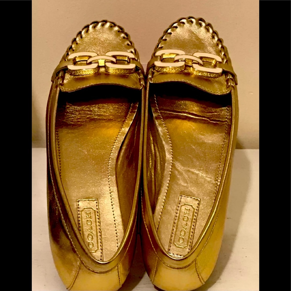 Coach Gold Medallion Ballet Style Flats.